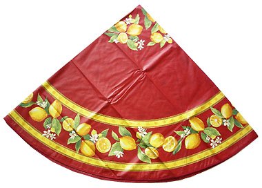French Round Tablecloth Coated (Menton, lemons. red)